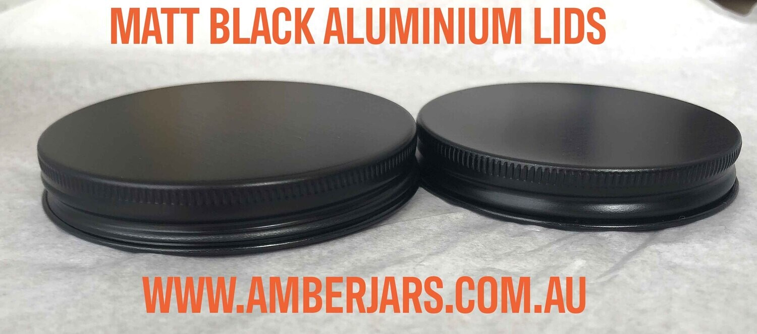 70mm matte Black Aluminium Wadded lid - LIDS ONLY