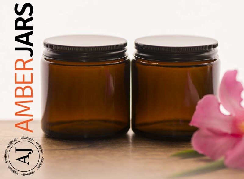 120ml Glass Amber Jars with Matte Black Aluminium