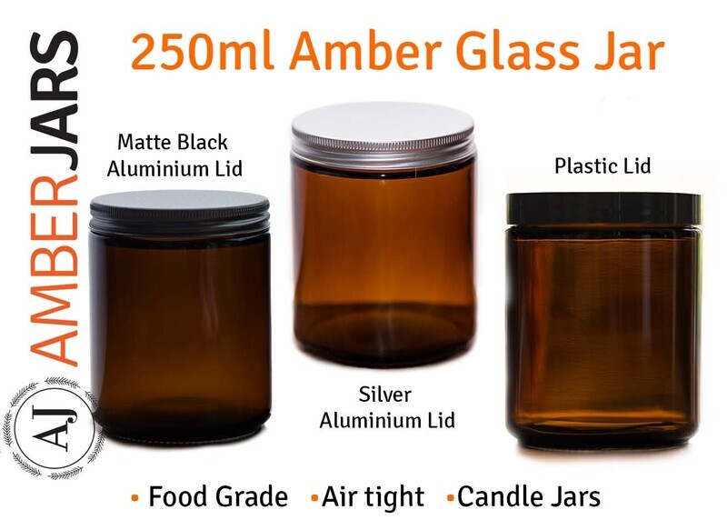 250ml Amber Glass Jar - with Bulk Wholesale option