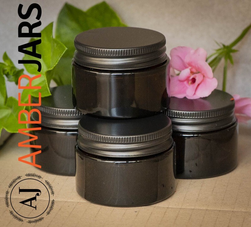 30ml Amber Glass squat Jar with black Aluminium Lid
