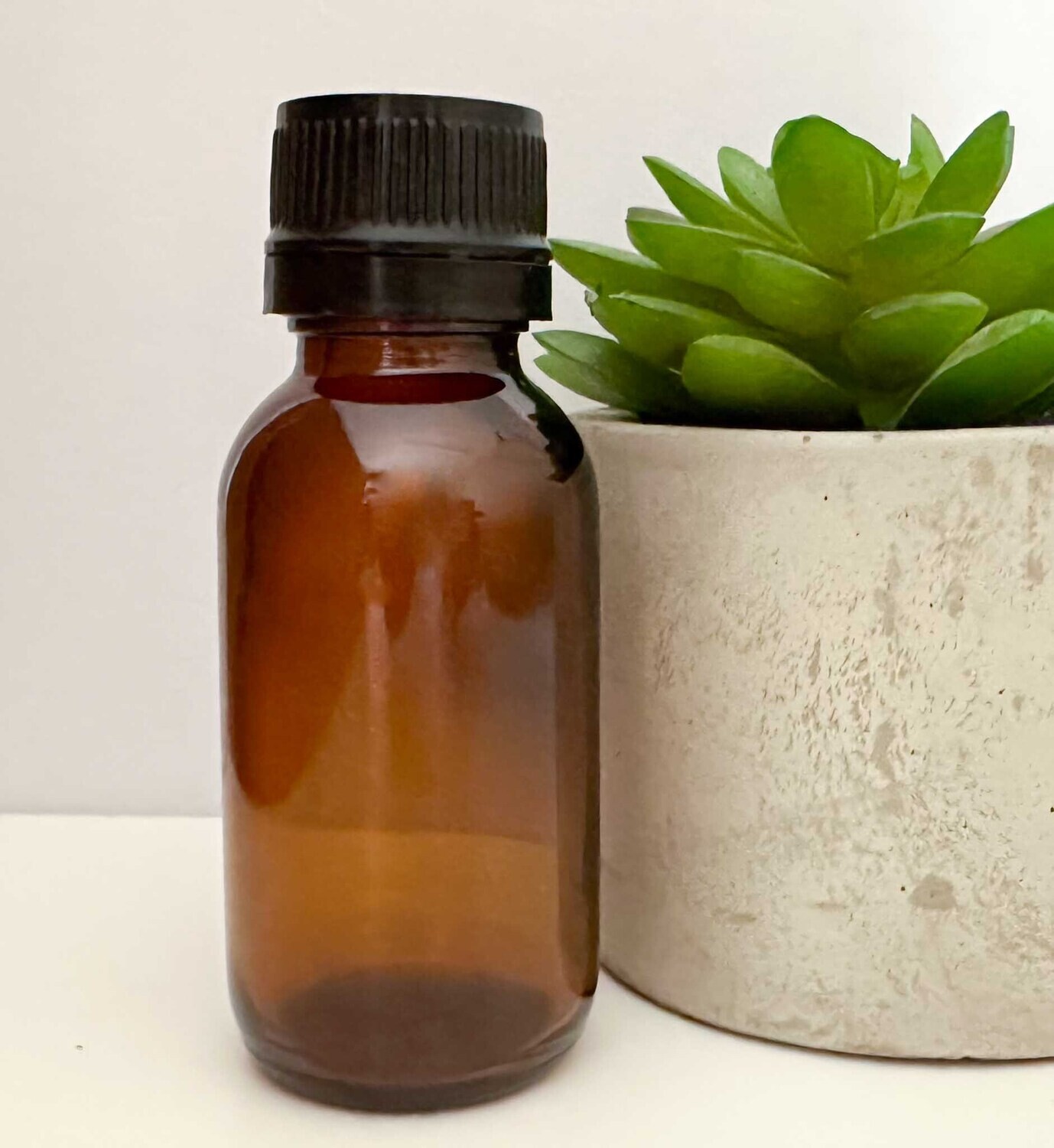 50ml Amber Glass Bottle with Tamper evident Black Cap