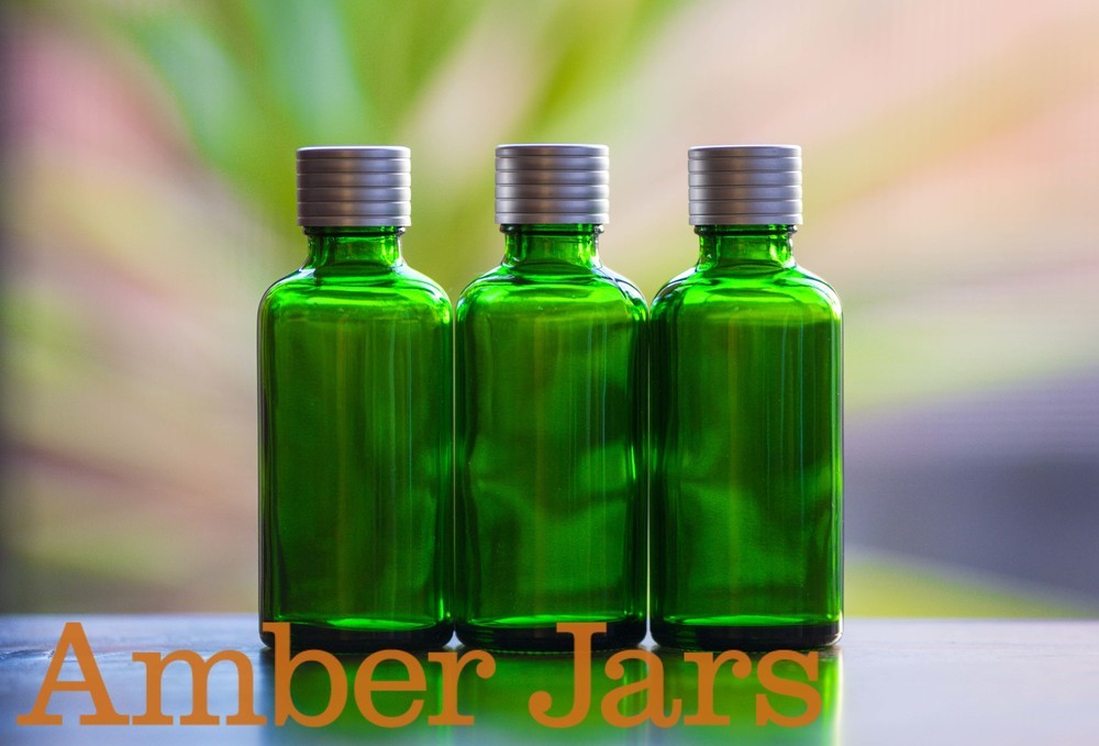 50ml Green Glass Bottle wadded Matt Silver grooved lid