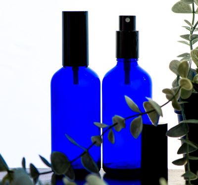 100ml Blue Glass Bottle with Aluminium-Plastic Fine Mist Spray