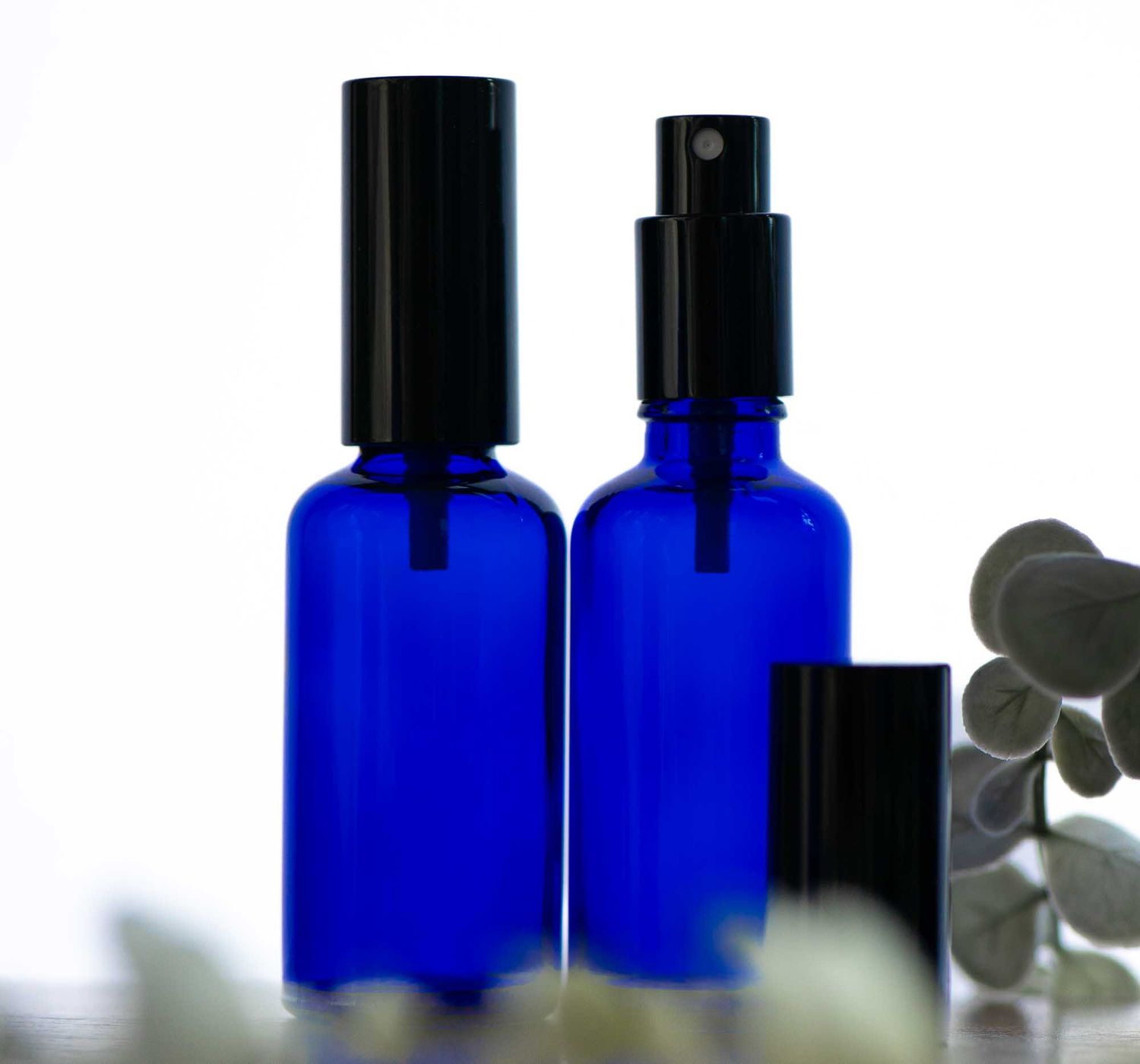 50ml Blue Glass Bottle with Aluminium-Plastic Fine Mist Spray