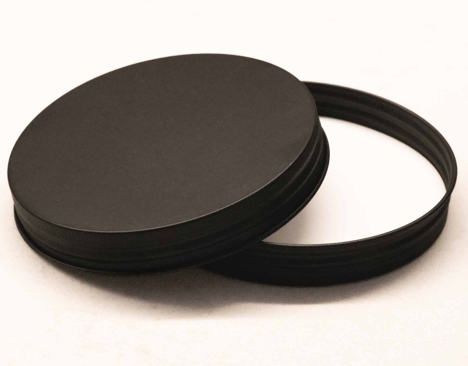 100mm Matte Black Aluminium Wadded Lid - Suits 500ml Jar