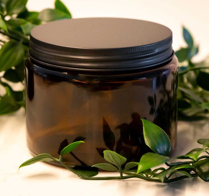 500ml Glass Amber Jars with Matte black aluminium Wadded Lid