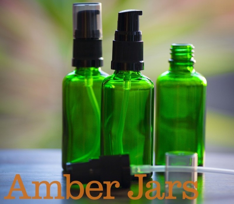 50ml Green Glass Bottle with Gel / Serum Pump