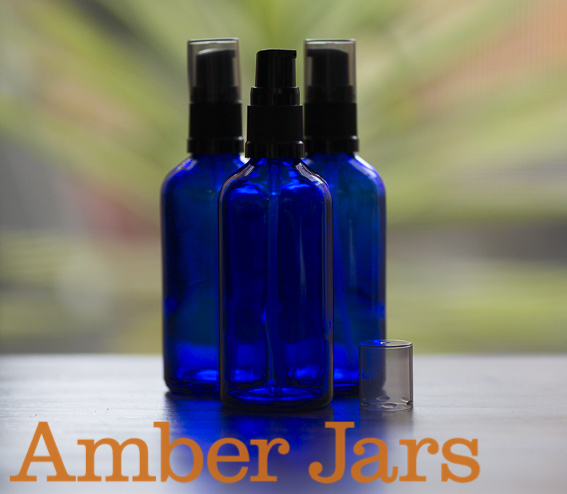 100ml Amber BLUE Glass Bottle with Gel Pump