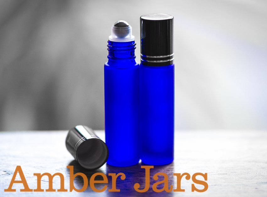 10ml Frosted Blue glass Roller ball Bottle Stainless Steel ball- Aromatherapy / perfume B