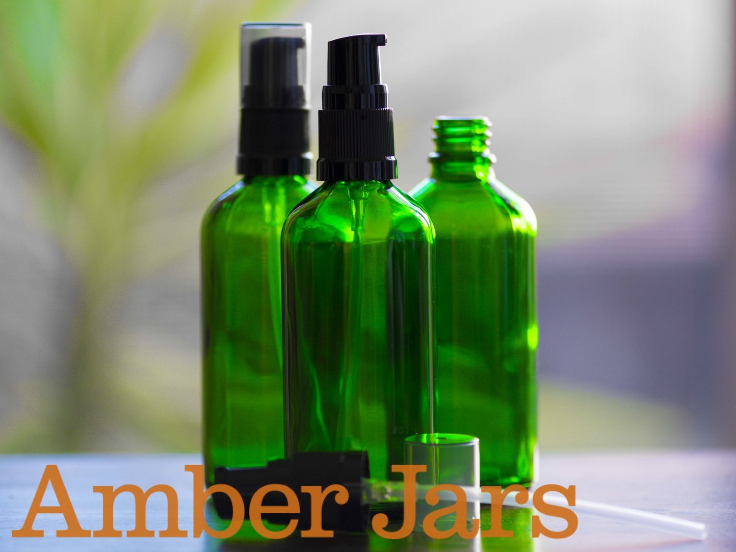100ml Green Glass Bottle with Gel Pump