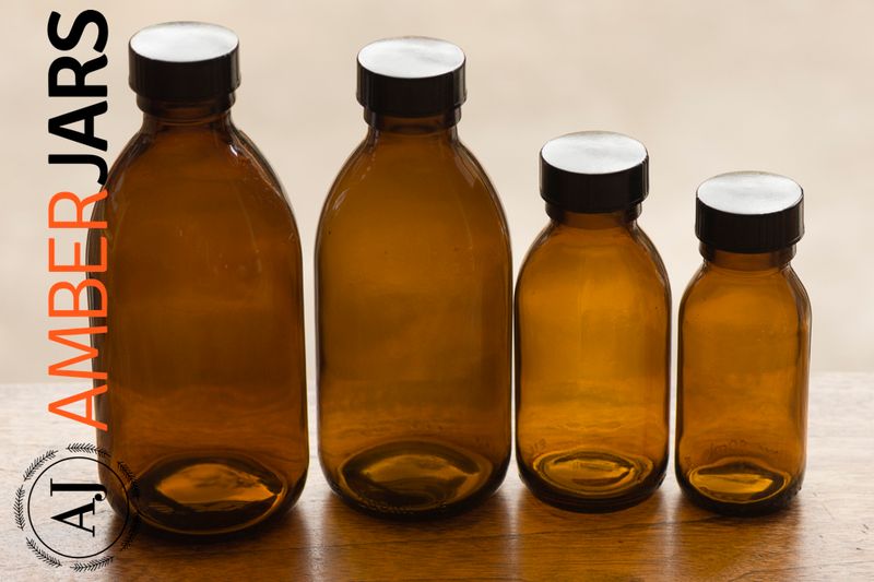 200ml Amber Glass Syrup Bottles with Poly-Cone lid