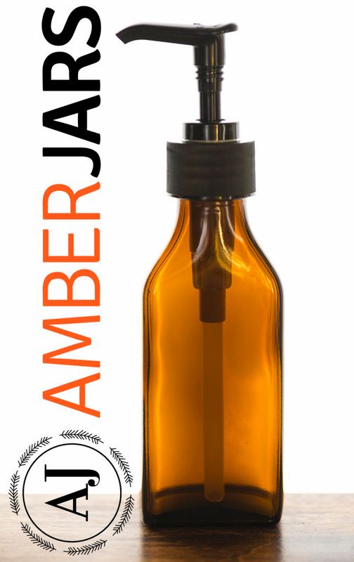 100ml Rectangle Amber Glass Bottle Lotion Gel Pump Soap Dispenser