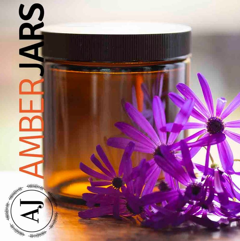 500ml Large Amber Glass Jars with Black Wadded Lid.