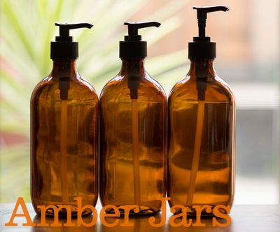 7 x 500ml Amber Glass Bottle with Lotion pump