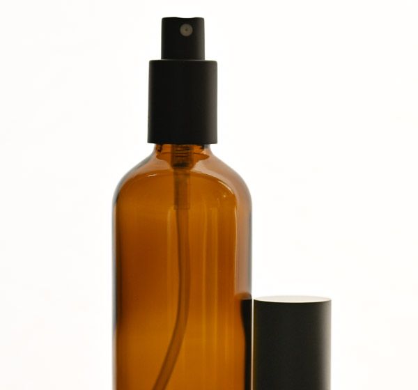 100ml Amber Glass Bottle with Matte Black Fine Mist Spray
