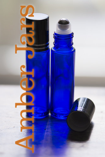 10ml Blue glass Roller ball Bottle Stainless Steel ball- Aromatherapy / perfume B