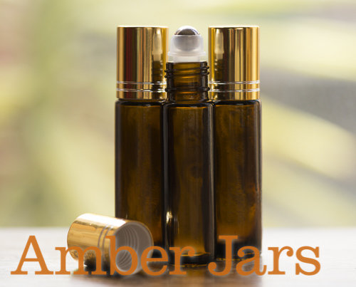 10ml Amber glass Roller ball Bottle Stainless Steel ball- Aromatherapy / perfume G