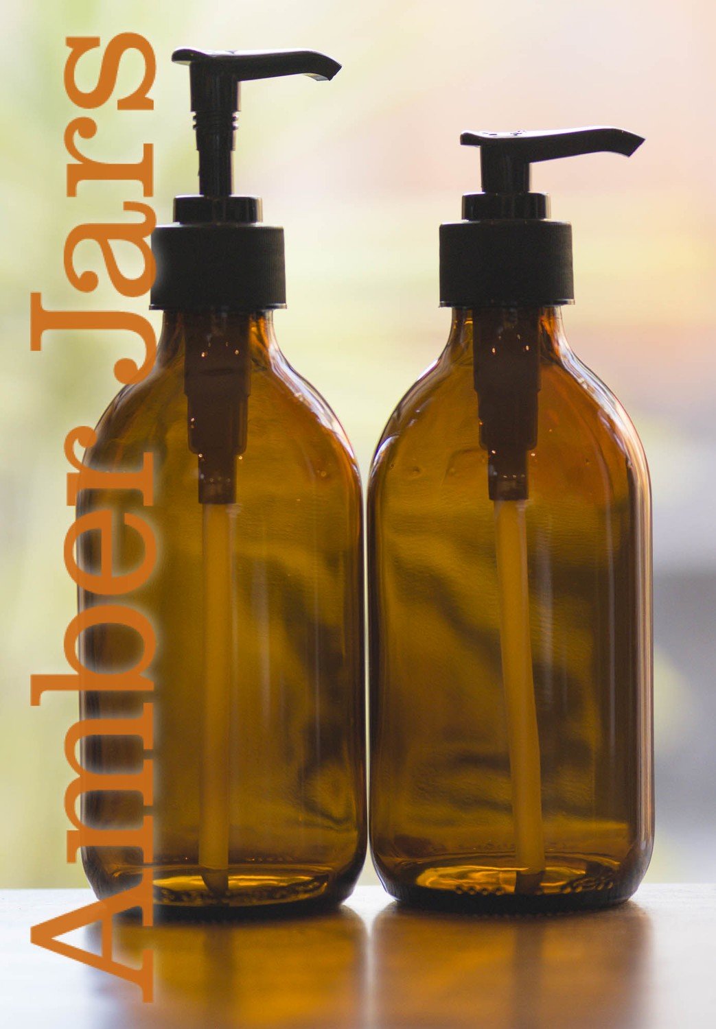 36 x 300ml Amber Glass Bottle with Lotion Pump Soap Dispenser