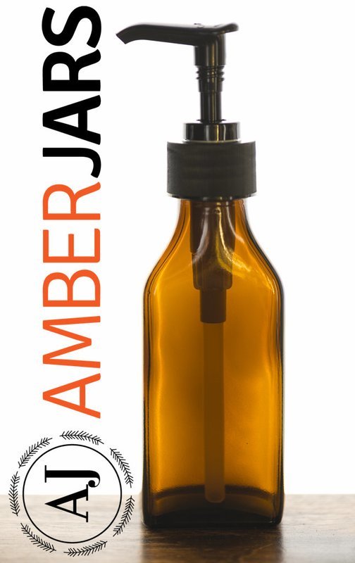 100ml Rectangle Amber Glass Bottle Lotion Gel Pump Soap Dispenser