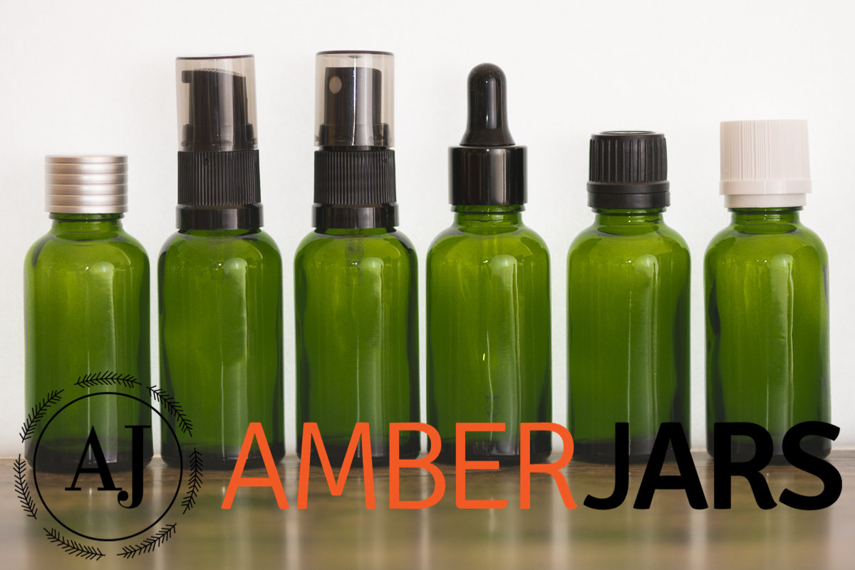 20ml Green Glass Bottle - Aromatherapy, Spray, Gel Pump, Dropper,
