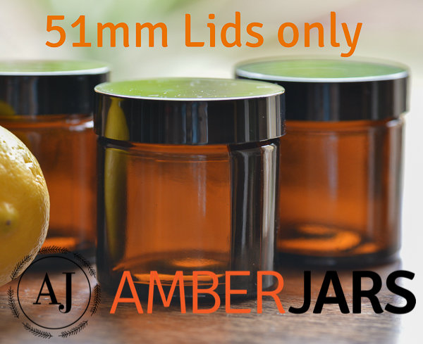 51mm Black ABS Wadded Lid for 60ml Jar - LIDS ONLY