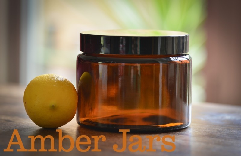 6 x 500ml Glass Amber Jars with Black Wadded Lid. Postage Included