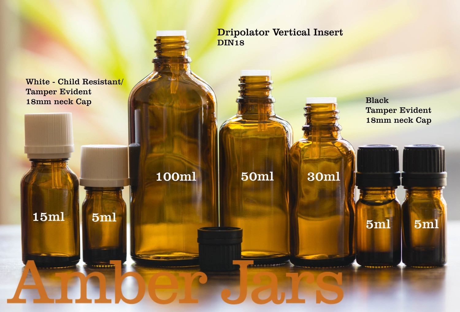 5ml Aromatherapy Amber Glass Bottle - Sprays or Gel pumps