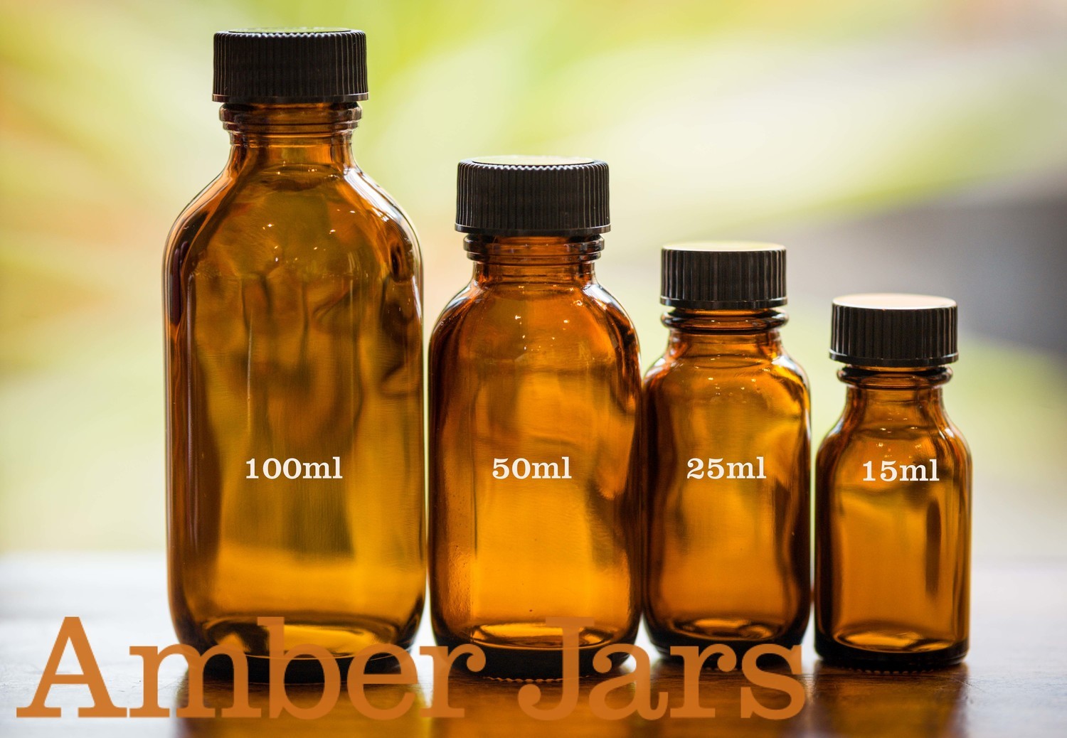 6 x 50ml Amber Glass Bottle with Black Cap - Postage Included