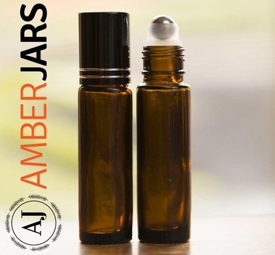 144 x 10ml Amber glass Roller ball Bottle Stainless Steel Ball - Wholesale Aromatherapy - FREE SHIPPING
