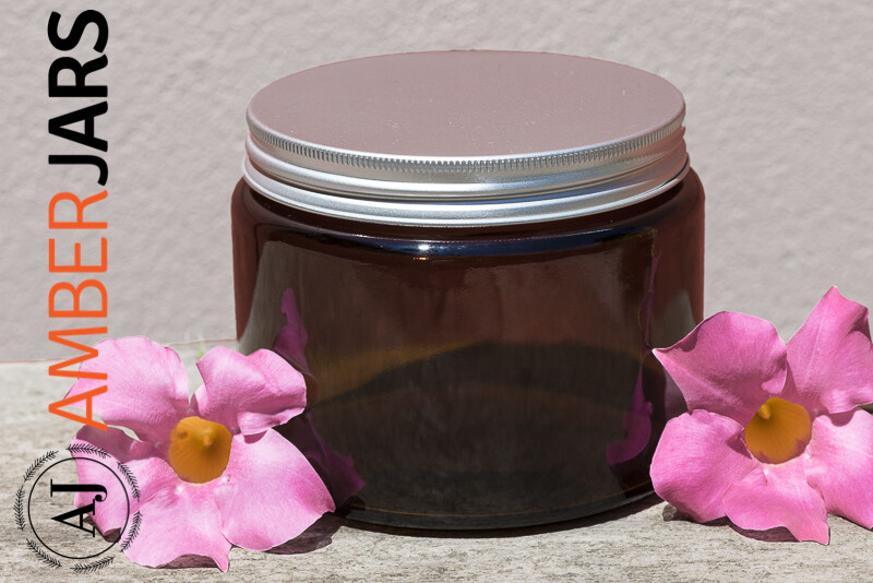 500ml Glass Amber Jars with aluminium Wadded Lid.