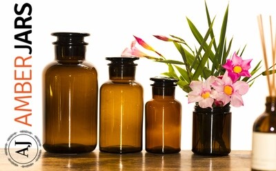 250ml Amber Glass Vintage Apothecary jars