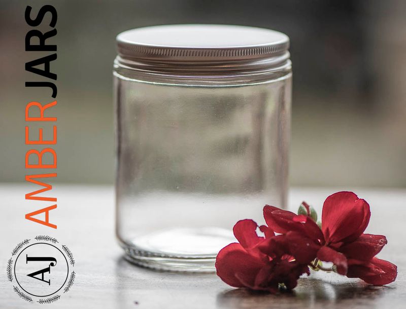 100 x 250ml Clear Glass Jar with silver Aluminium wadded lid