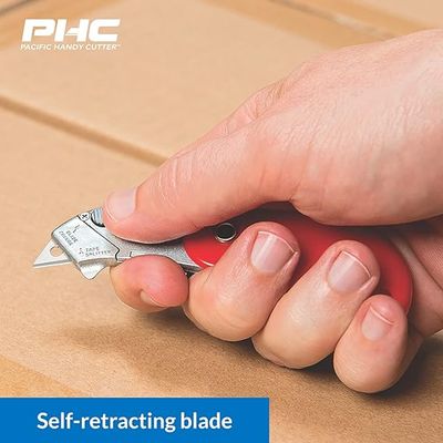 Cúter de seguridad de bolsillo con resorte (caja de 12) - Rojo-PSC2-300