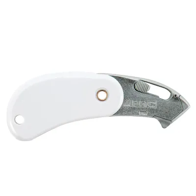 Cúter de seguridad de bolsillo con resorte (caja de 12) - Blanco-PSC2-100