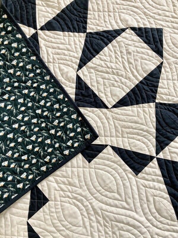 Strickland black & white throw quilt