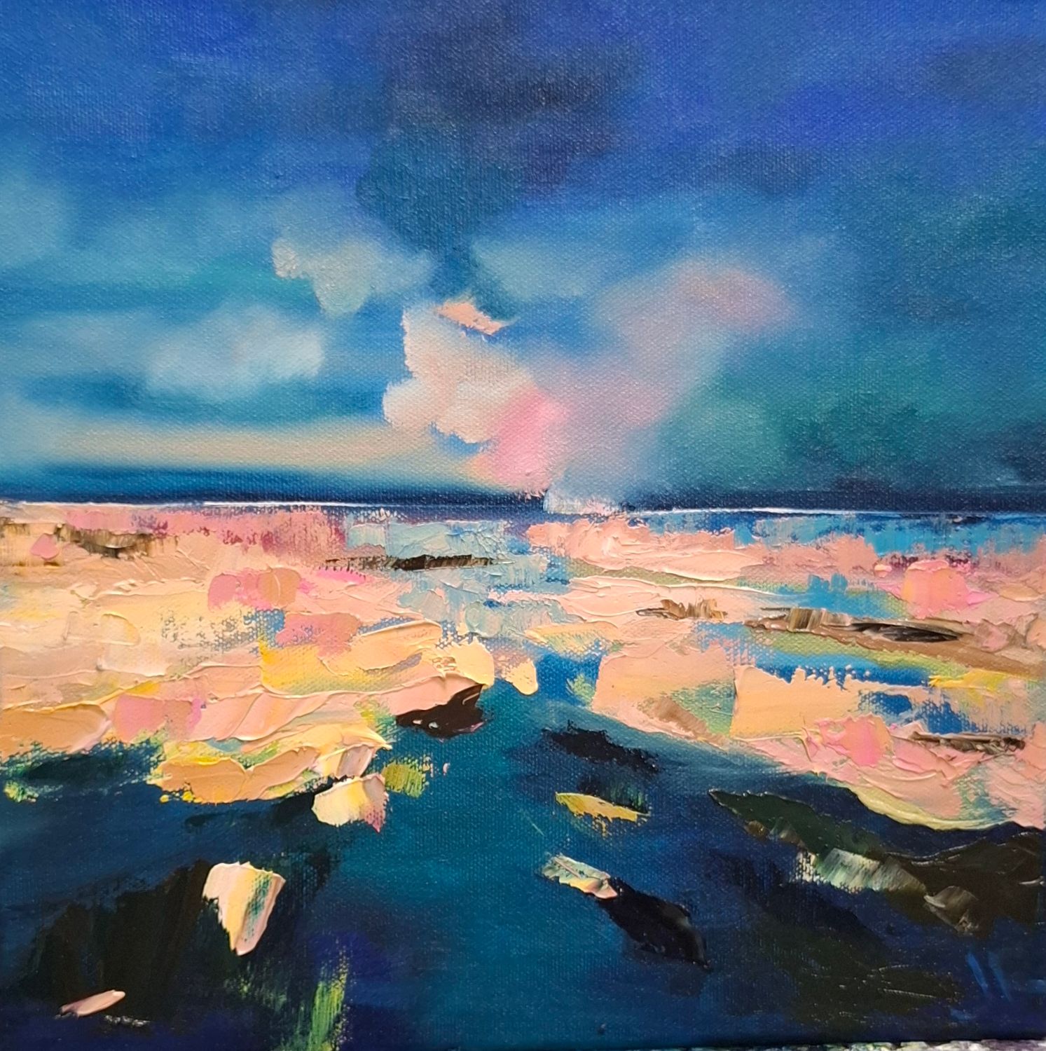 Saule jūrā iekritusi.. /eļļa 30x30/