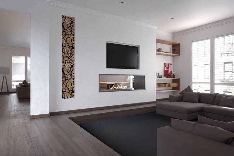 Slimline Double Sided Built In Bio Ethanol Fireplace