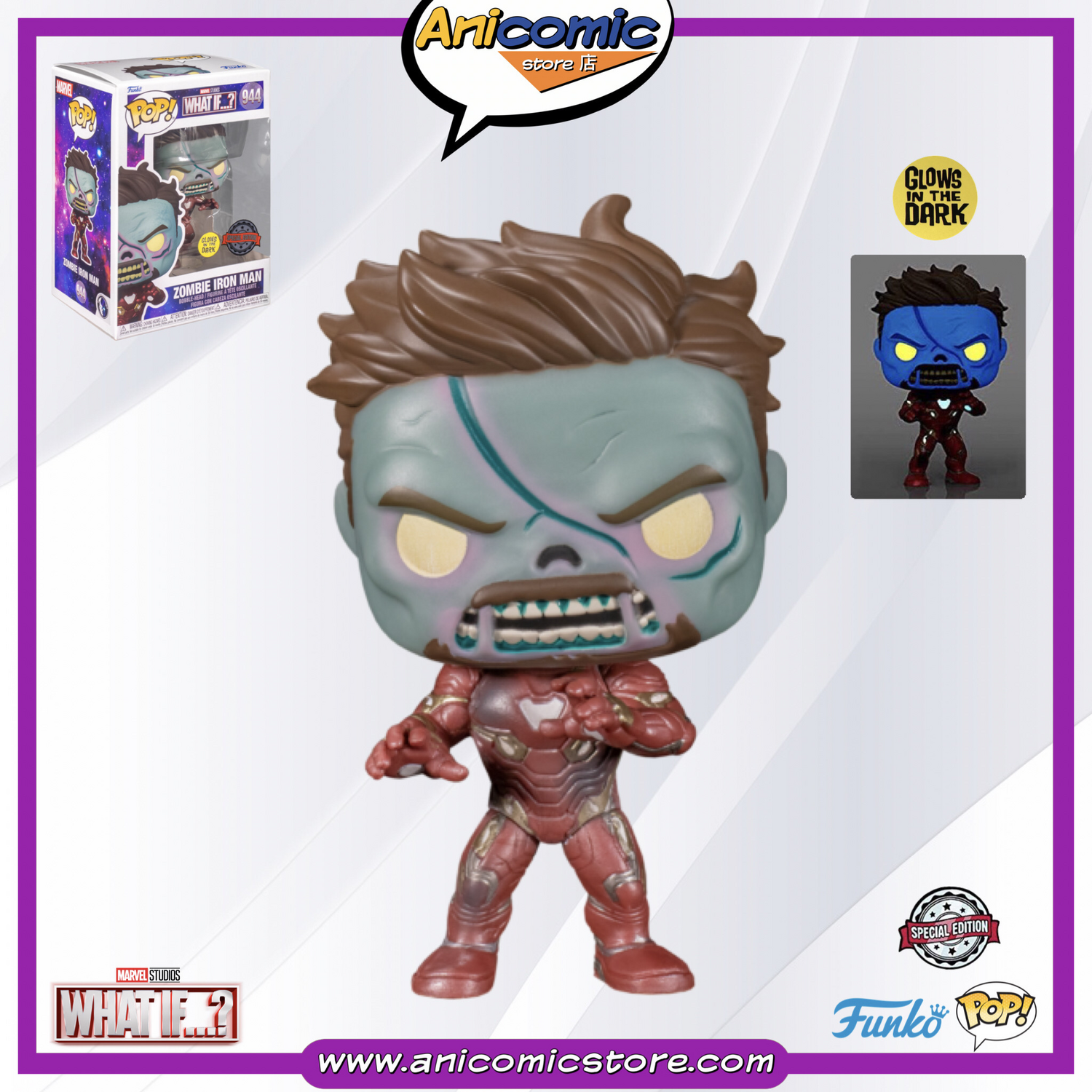 Funko Pop Zombie Iron Man - GITD - Special Edition - What If...?