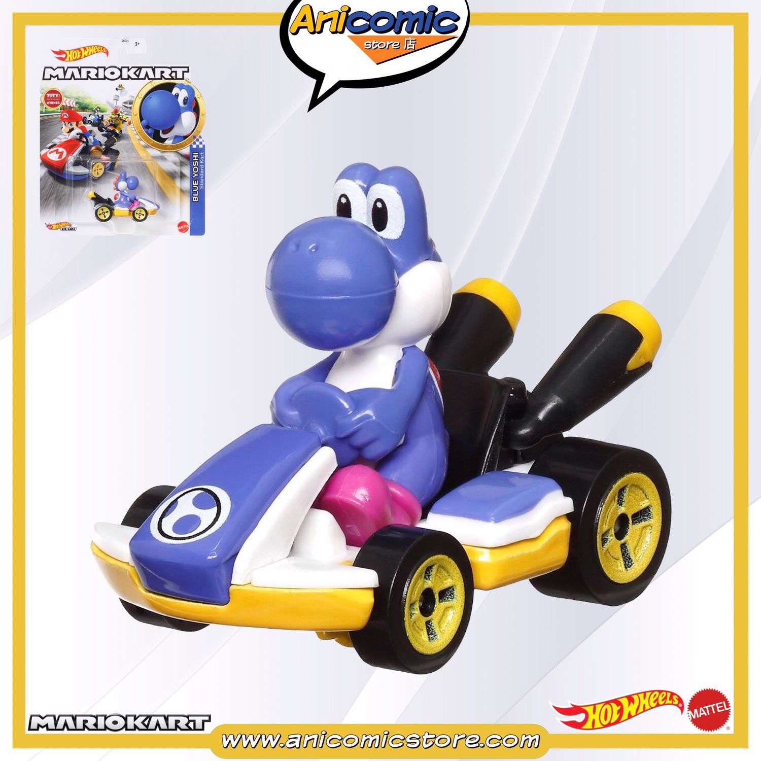 Hot Wheels Blue Yoshi Standard Cart - Mario Kart