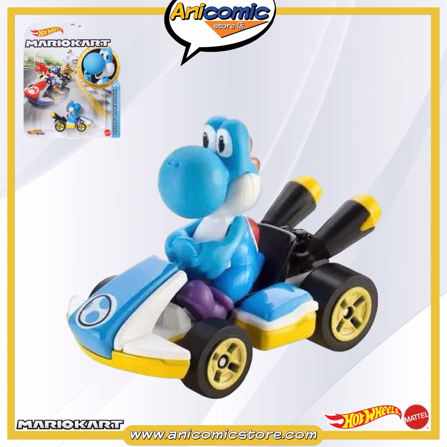 Hot Wheels Light-blue Yoshi Standard Kart - Mario Kart