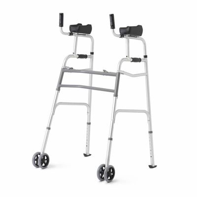 Upright Aluminum Folding Walker with 5&quot; Wheels,