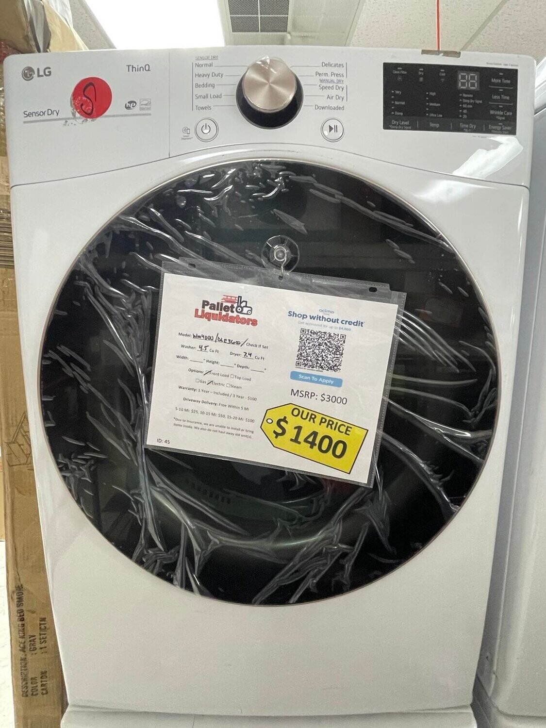 LG Wm4000hwa / DLE3600W Washer & Dryer Set