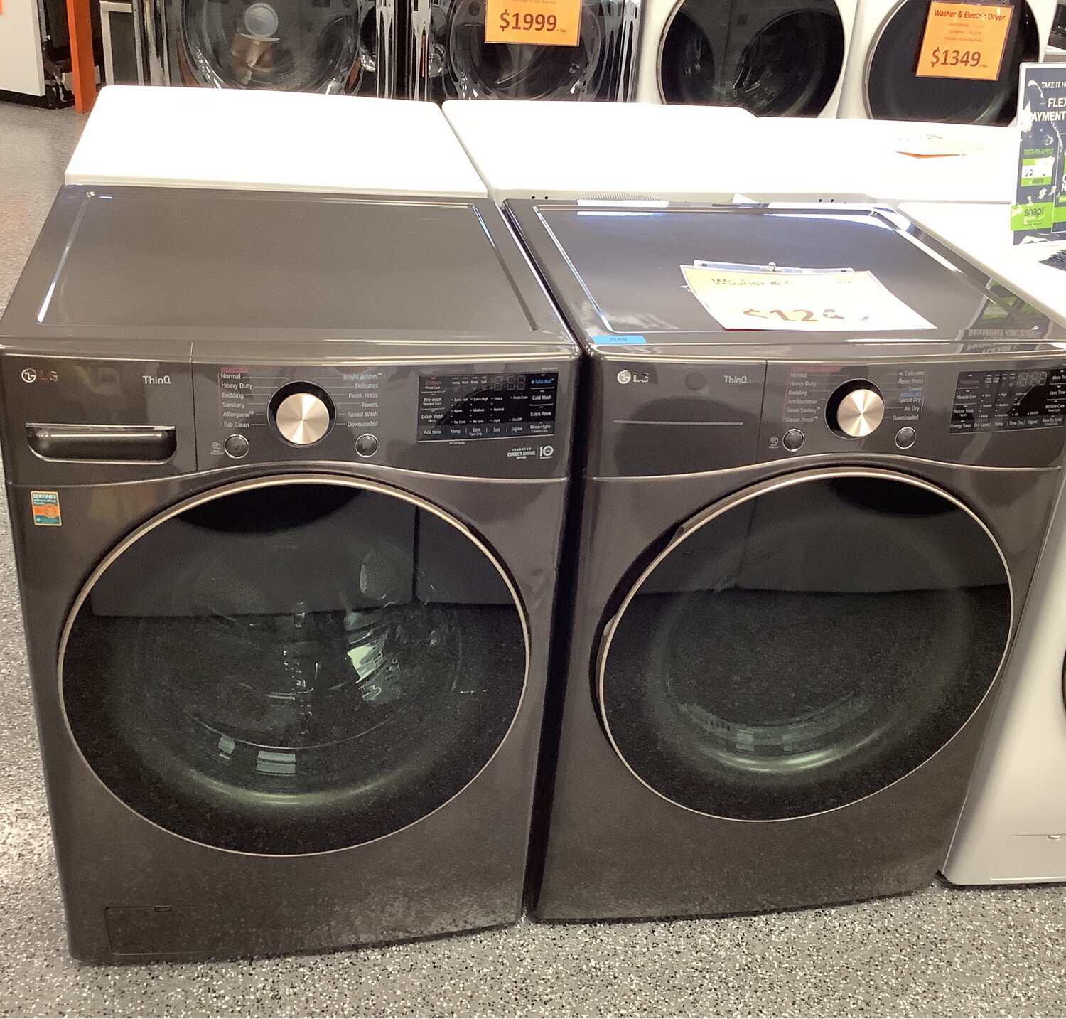 LG 4.5 cu. ft. Ultra Large Capacity Smart wi-fi Enabled Front Load Washer with TurboWash™ 360° / 7.4 cu. ft. Front Load Gas Dryer with TurboSteam™
