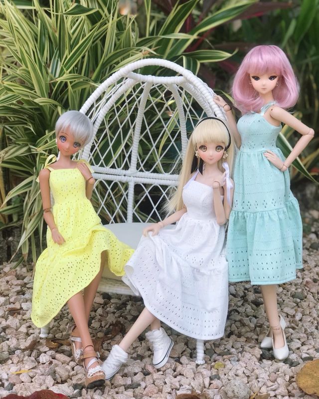 SmartDoll Ribbon Strap Eyelet  Midi Dress