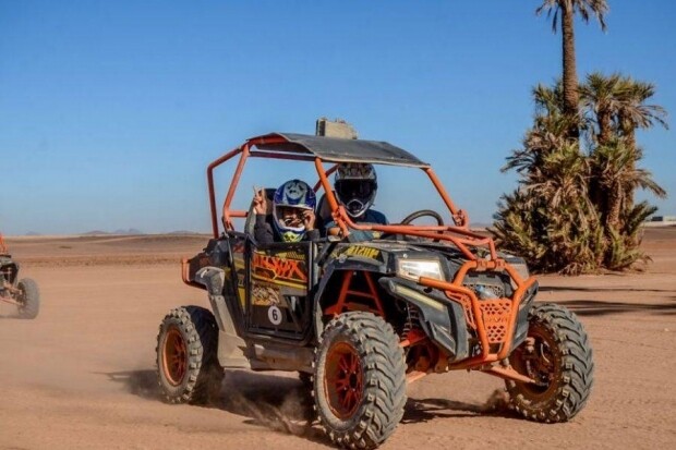 Balade à dos de chameau et buggy dans la Palmeraie.