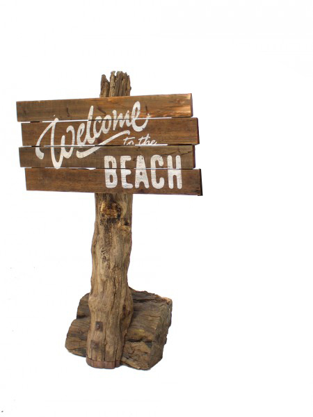 Old Wooden Beach Sign