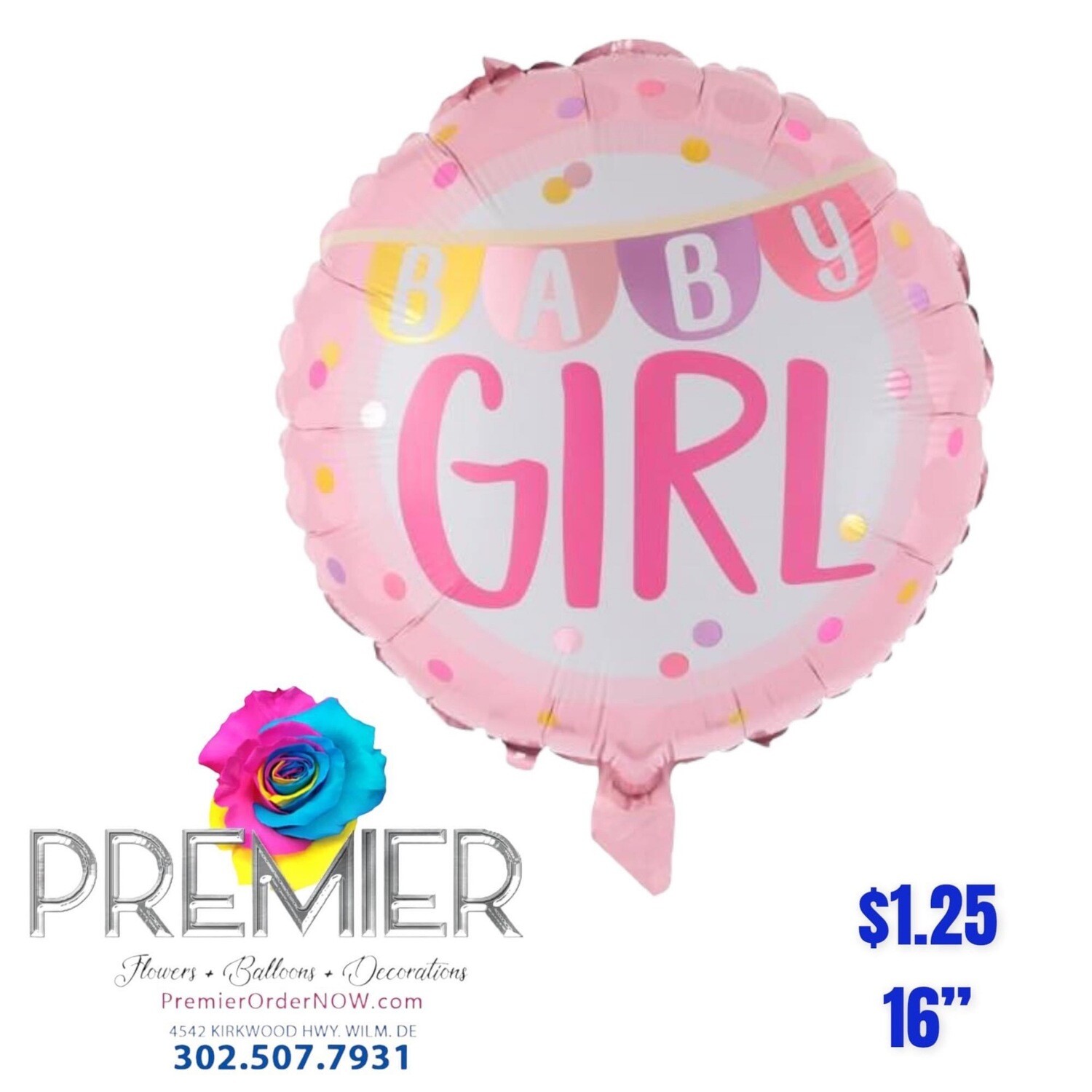 Baby Girl Foil Balloon 16”