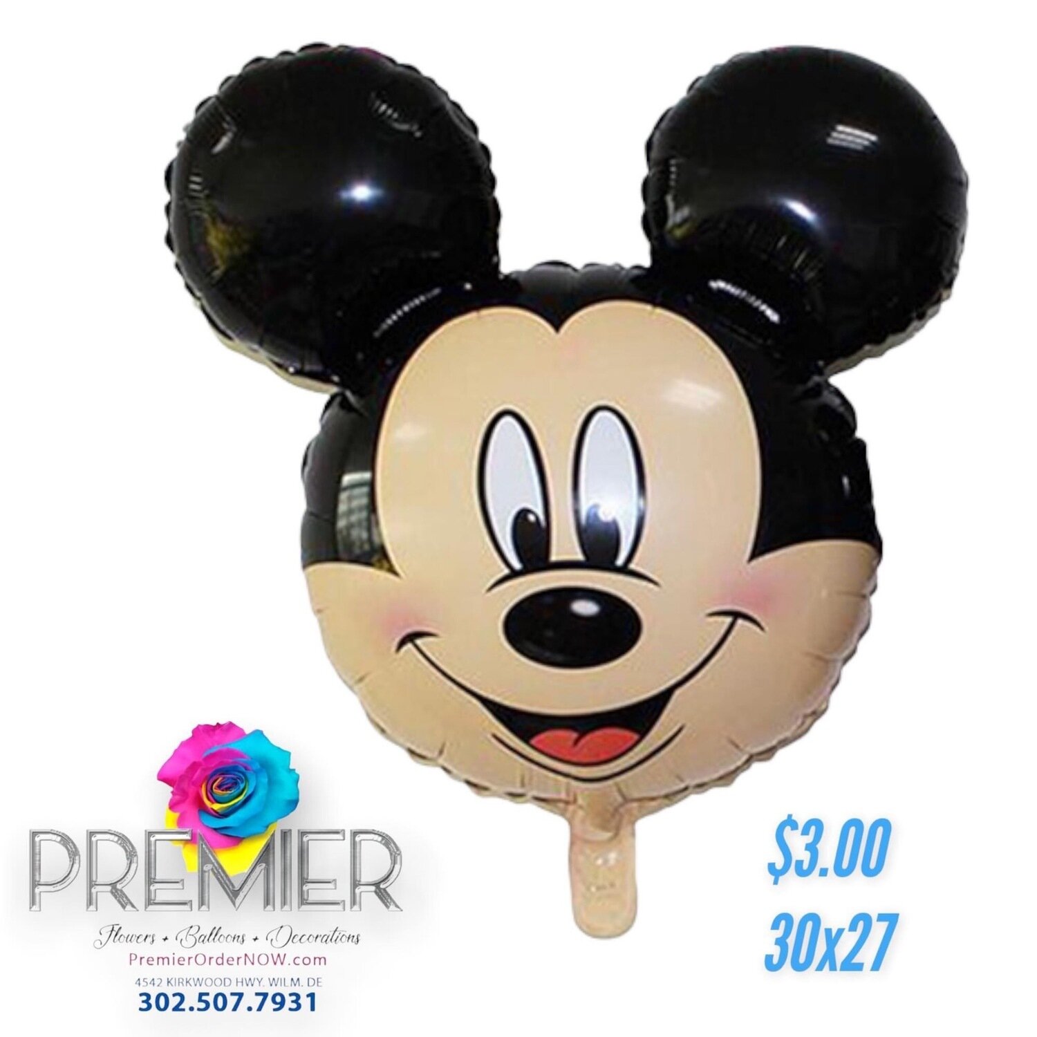 Mickey Mouse Face Foil Balloon 30x27", How do you want the balloon?: Deflated