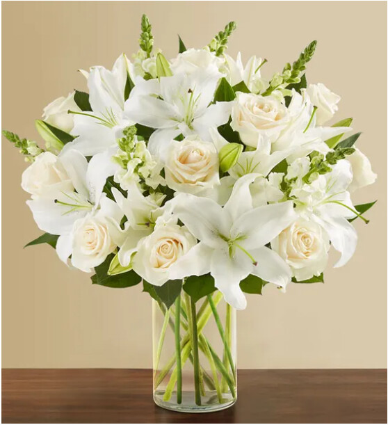 ​Classic All White Arrangement for Sympathy