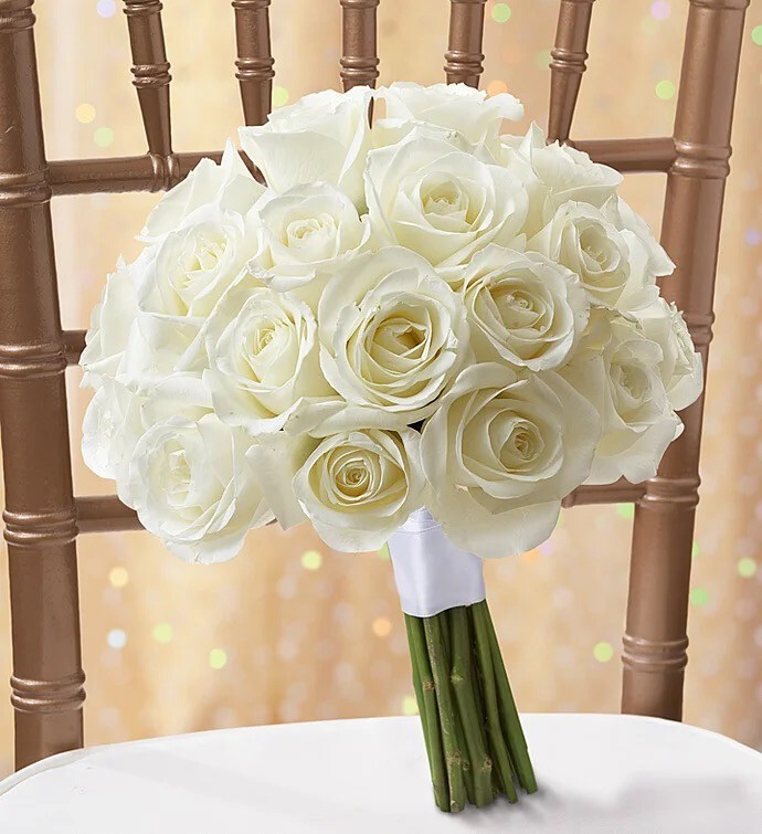 All White Roses Bouquet